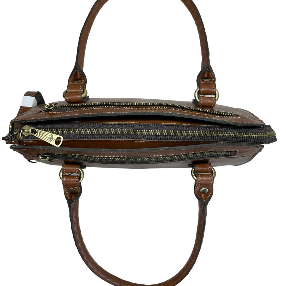Patricia Nash Signature Map Calvi Square Leather Satchel Shoulder Bag Saddlebag - Picture 7 of 15